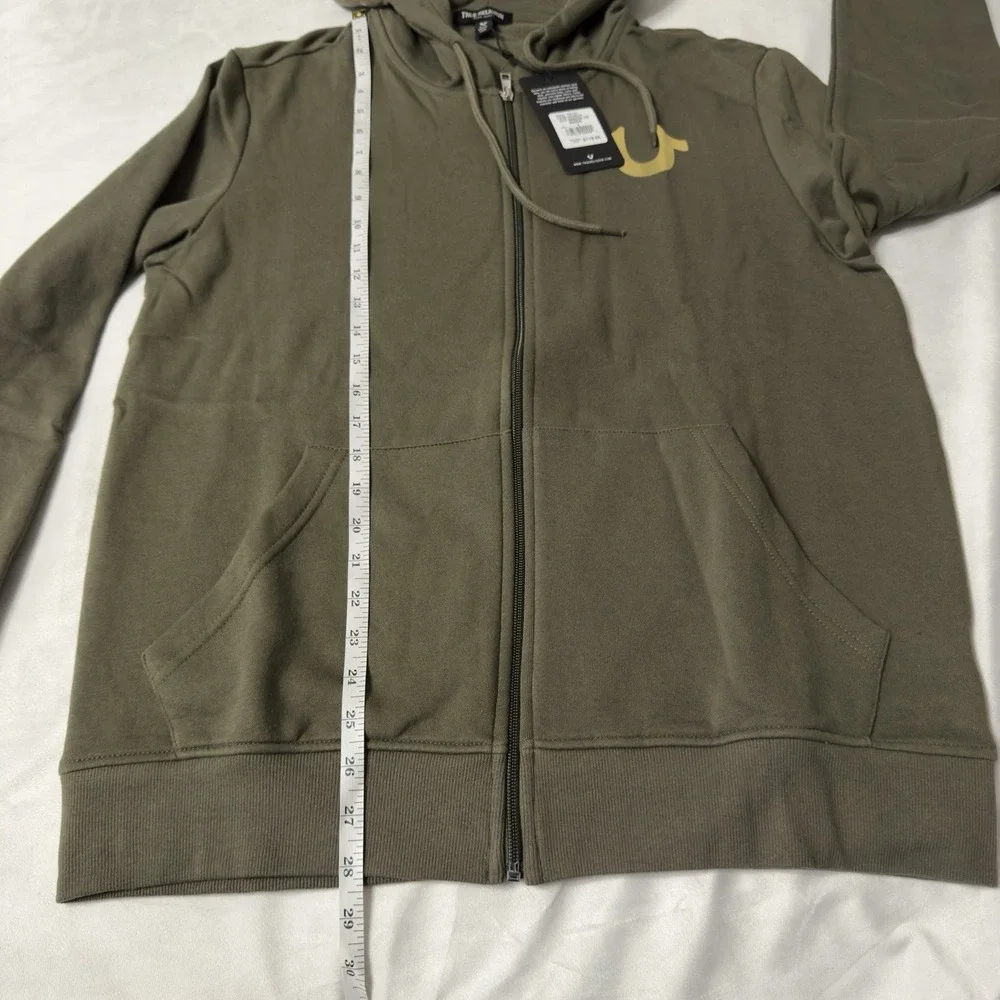 True Religion Hoodie Mens Large Green Full Zip‎ Buddha Hooded Sweatshirt NWT